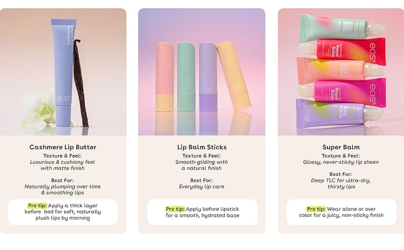 eos Natural Shea Lip Balm- Birthday Cake, All-Day Moisture Lip Care Products, 0.14 oz