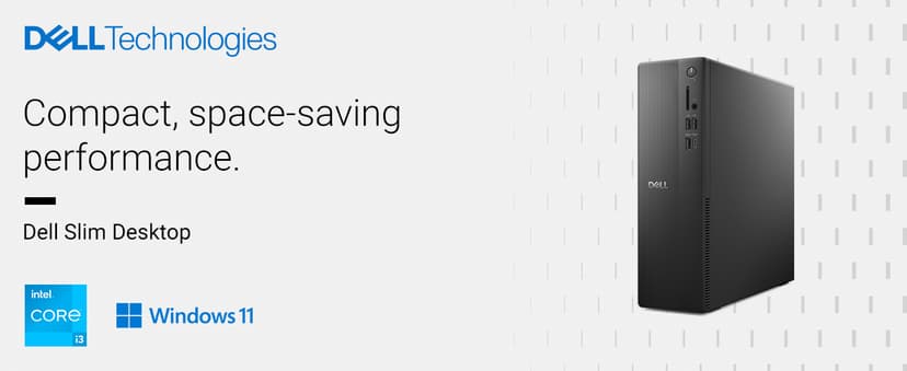 Dell Slim Desktop ECS1250 - Intel Core i3 14100 Processor, 8GB DDR5 RAM, 512GB SSD, WiFi 6, Intel UHD Graphics 730, Windows 11 Home, Onsite Service - Black