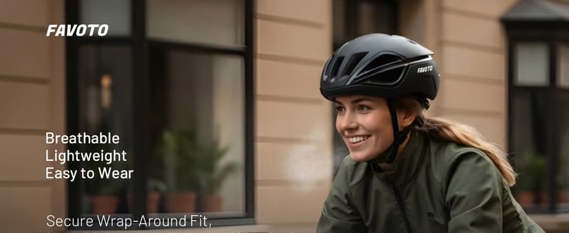 Favoto Adult Bike Helmet for Men & Women, Lightweight Cycling Helmet with Adjustable Fit, Sleek Streamlined Design, Road Commuter & Mountain Riding