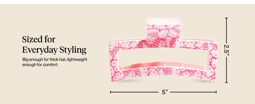 Kitsch Hello Kitty Recycled Plastic Jumbo Claw Clip, Extra Large claw Clips for Thick Hair, Big Hair Clips for Thin Hair | Ideal Gifts for Women (1 Piece, Pink Kitty Faces)