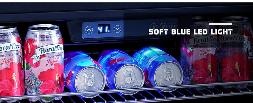 Albott Beverage Refrigerator-24 In fridge with Glass Door, Adjustable Shelves and LED Touch Panel, Under Counter Design for Wine Beer, Built-In or Freestanding Use, 34-64℉
