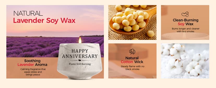 Happy Anniversary Candle – Aniversario Gifts for Couple,Women,Men 6oz Lavender Scented Candle,Anniversary Romantic Gifts for Him & Her B0G4GGC4Y6