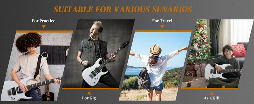 Ktaxon 39" Electric Guitar with 20Watt Amp, Full Size 170 Model Starter Guitar Kit for Beginners & Professionals W/Bag, Shoulder Strap, Wrench Tool, Plectrum - White