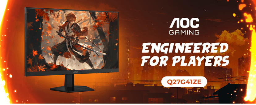 AOC 27 Inch QHD Gaming Monitor 240Hz 0.3ms, Overclock 260Hz, IPS, 2560x1440, G-Sync Compatible, HDR Ready, DisplayPort 1.4 HDMI 2.0, VESA Mount, 3-Year Zero-Bright-Dot, Q27G41ZE
