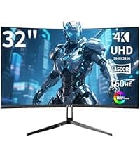 ZZA 32 Inch Curved Gaming Monitor, QHD 2560x1440, Ultra 300Hz & 240Hz Refresh Rate, Computer Monitor VA Panel,1500R, 1ms, HDR, AMD FreeSync Premium, NVIDIA G-SYNC Compatible