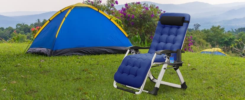 MOPHOTO Zero Gravity Chair, Outdoor Padded Lounge Chair with Side Table, Zero Gravity Recliner Chair, Outdoor Reclining Chair, Sturdy & Comfortable, Supports up to 440lbs
