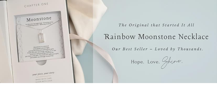 HOPE LOVE SHINE New Beginnings Rainbow Moonstone Sterling Silver Necklace for Women