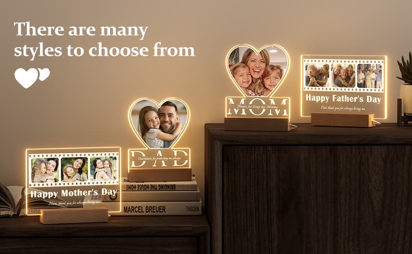 Bemaystar Dad Gifts with Picture- Custom Night Light with Photo Text, Father's Day Gifts from Daughter Son Wife, Gifts for Dad, Dad Gifts for Father Grandpa Papa for Fathers Day Birthday Christmas