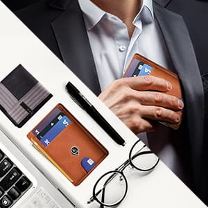 BULLIANT Men Wallet, Slim Leather Wallet Front Pocket Card Holder Gift For Men 11 Slots RFID Blocking