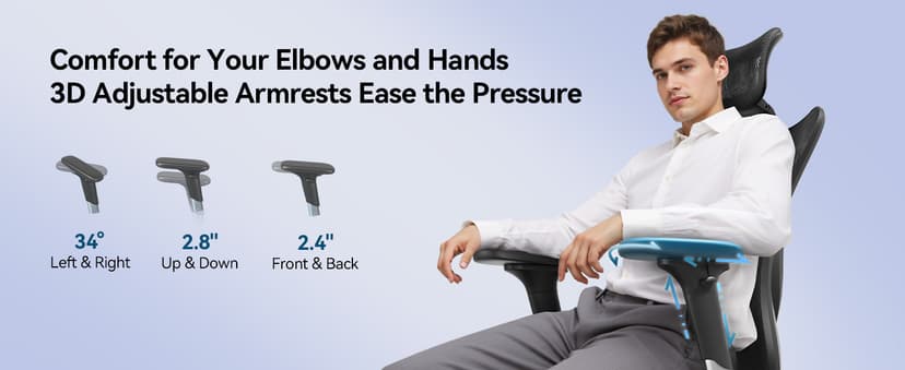 SIHOO M57 Ergonomic Mesh Office Chair, High Back Home Desk Chair with 3D Armrests, Lumbar Support and Adjustable Headrest, Comfortable Computer Chair, Big & Tall Office Chair Hold 330 LBS-Black