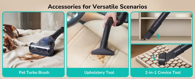 Aspiron 1700W Canister Vacuum Cleaner, 45Kpa Bagless Vacuum Cleaner, Multi-Cyclonic Filtration, 2 Anti-Allergen HEPA Filters, 3.5QT Dust Cup, 4 Tools, Corded Vacuum for Hard Floor, Pet Hair, Violet