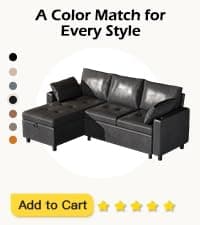 JFHID Leather Sleeper Sofa Couch with Pullout Bed, 80'' Sofa Bed with Storage Chaise, Pull Out Couch with USB&Cup Holders, L-Shaped Convertible Couches for Living Room-Faux Leather, Black