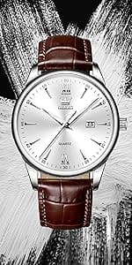 OLEVS Watches for Men Analog Quartz Luxury Diamond Waterproof Chronograph Stainless Steel Big Face Square Date Moon Phase Roman Numeral Dress Watch for Men