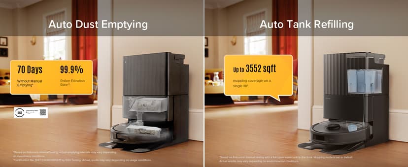 roborock Qrevo S5V Robot Vacuum and Mop, FlexiArm Edge Mopping, 12,000Pa Suction, Dual Zero-Tangle System, Smart Obstacle Avoidance, 10mm Mop Lifting, Auto Mop Washing&Drying, Self-Emptying&Refilling