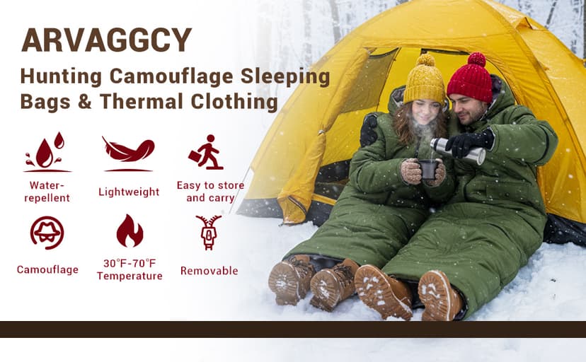 Wearable Sleeping Bag Adult Outdoor & Indoor Sleeping Bags Applicable Temperature 25℉-50℉ Designed for Camping, Hiking, Backpacking, and Other Outdoor Adventures