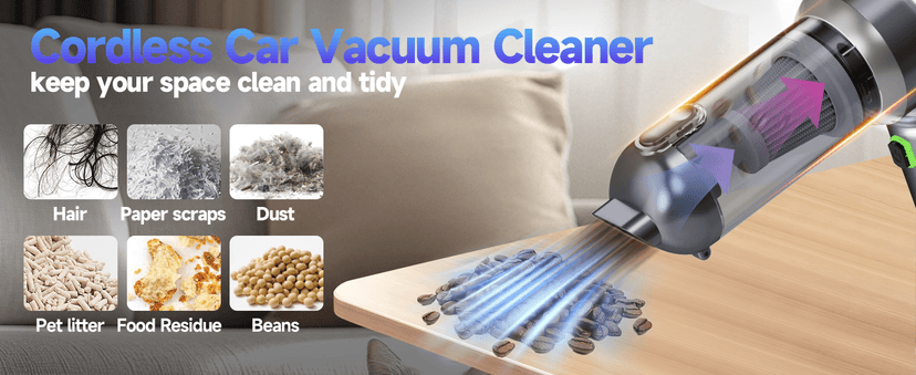 Car Vacuum Portable Cordless, Small Handheld Vacuum Cleaner with 24000PA High Power Suction, Mini Vacuum Cordless Rechargeable with One-Touch Empty, 10-in-1 Hand Vac for Car Home Office Dust