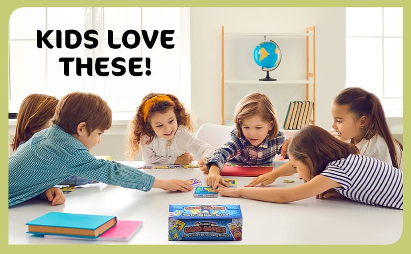 Kids Card Games Bulk – 12 Pack Classic Card Games for Kids Ages 4-9, Multi Pack Set Includes: Hearts, Go Fish, & Old Maid Playing Cards for Family Game Night, Party Favors & Classroom Prizes
