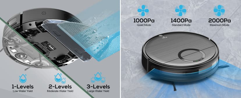 Robot Vacuum and Mop Combo, 2 in 1 Mopping Robotic Vacuum Cleaner with Schedule, Wi-Fi/App/Remote, Strong Suction, Self-Charging, Slim, Ideal for Hard Floor, Pet Hair, Low-Pile Carpet