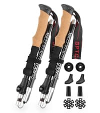 KINGGEAR Nordic Walking Stick, TP1 Hiking Poles Retractable Lightweight 7075 Aluminum, Trekking Poles with Flip Lock, Natural Cork and EVA Grip, 2pc Hiking Gear
