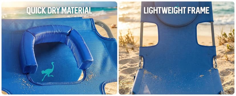 Ostrich the Original Chaise 72 x 22 Inch Lounge Portable Reclining Lounger, Outdoor Patio, Beach, Lawn, Camping, or Pool Tanning Chair, Ocean Blue