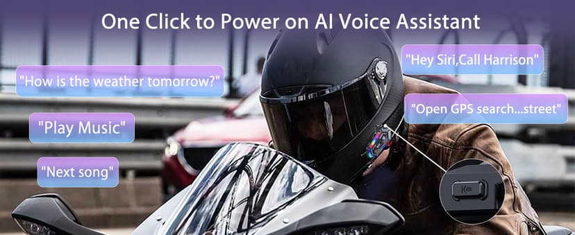 FEYA Motorcycle Helmet Speakers High Battery Life Helmet Headphone IPX6 Automatic Answer/Call Music Control/Intelligent Noise/Wake up Siri, 2 Different Types of Mic - Compatible with All Helmets - Y20