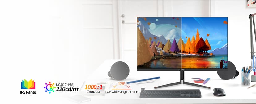 CUNPU 24 Inch Touchscreen Monitor, 10 Point Touch, FHD 1080P 75Hz IPS Screen, 100% SRGB, VESA Wall Mountable, Tilt Adjustment, VGA HDMI USB for PC, Laptop Business & Work Station, Warehouse