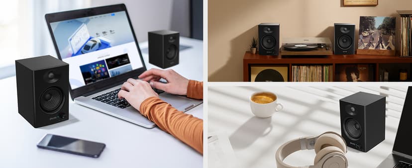 OHAYO 60W Computer Speakers for Music and Gaming, Active Bluetooth 5.3, Stereo 2.0 Speakers for Desktop PC or Laptop, 3.5mm Aux RCA USB Input, 1 Pair, Black