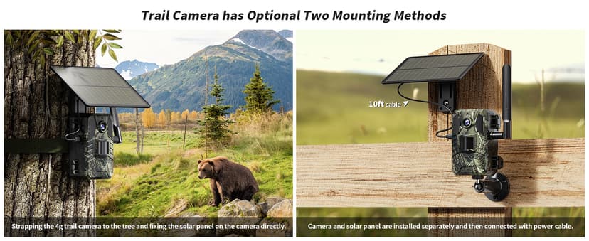 SEHMUA 4G LTE Cellular Trail Cameras 3rd Gen with Live Streaming, Game Camera Built-in SIM Card with Motion Activated 0.2s Trigger Time Solar Trail Camera IP66 Waterproof