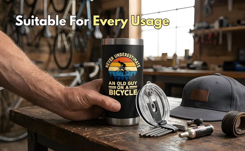Gifts for Bikers - Cycling Tumbler 20oz - Cool Gifts for Cyclists Riders Triathlete Bicycle Lover, Fathers Day Mother Days Christmas Birthday Cycling Mug Bicycle Coffee Cup B0GSPZFS4R