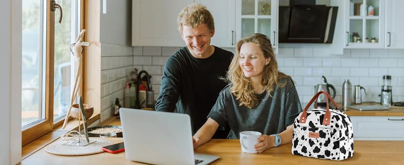 HOMESPON Insulated Lunch Bag for Women Men Adults Lunch Tote with Front Pocket Lunch Box Container Cooler Bag for Work Picnic (Black)
