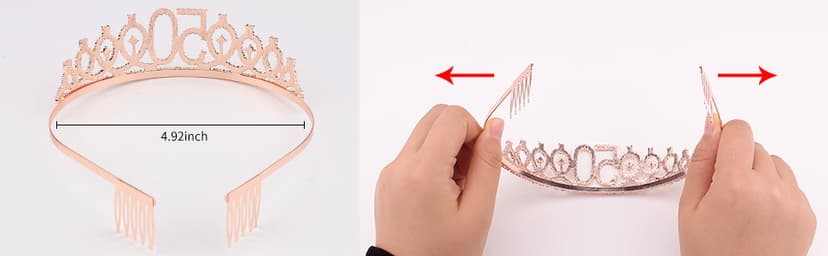 CIEHER 50th Birthday Crown + 50 & Fabulous Sash+Pearl Pin Set, Tiara, 50th Gifts, Decorationsfor Women Friends, Happy Party Favor Supplies