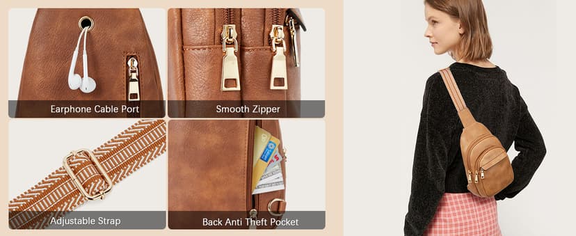 BOSTANTEN Small Sling Bag for Women Leather Crossbody Bags Fanny Pack Chest Bag for Travel