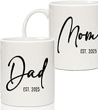 Breezy Valley Best Mom Dad Gift Set, Mom and Dad Coffee Mugs, Christmas Gifts for Parents Birthday Gifts from daughter Son, Anniversary Present for Parents