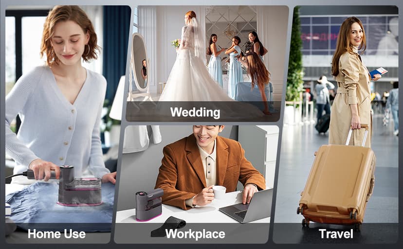 Travel Steamer for Clothes Small Iron - 1000W Portable Steamer & Mini Iron,10s Fast Heat, Handheld Mini Steamer with 8FT Cord, Foldable Handle, Travel, College Dorm & Home Essentials (Purple)