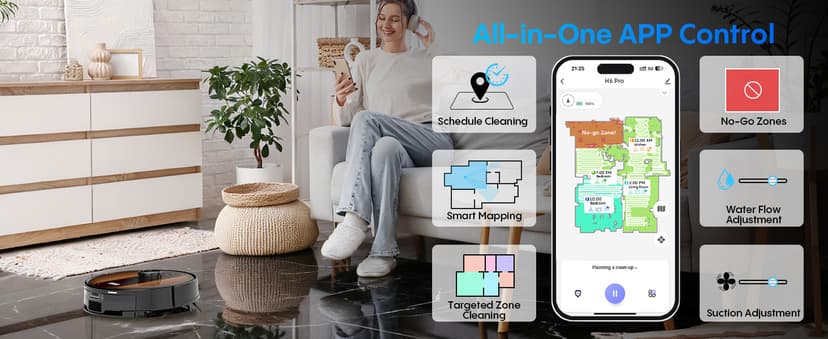 Robot Vacuum and Mop with Mapping: 5000Pa Self Emptying Robotic Vacuum with LIDAR Navigation,3-in-1 Robot Vacuum for 90 Days Hands-Free Cleaning, Alexa/APP Control Ideal for Pet Hair Hard Floor Carpet
