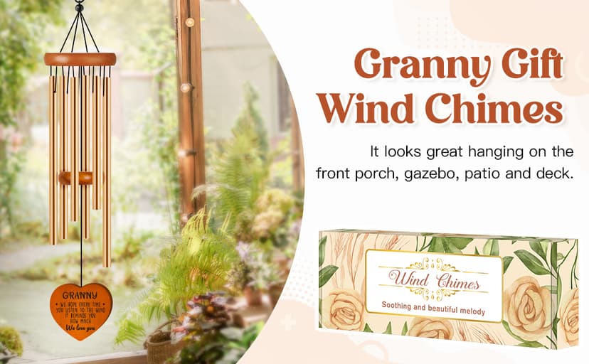 Gifts for Granny from Grandkids, Granny Gift Wind Chimes, Birthday, Retirement, Thanksgiving, Mothers Day, Grandparents Gifts from Grandchildren, Grandma Gift B0F87FQ1ZB
