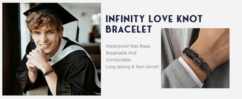 𝗚𝗿𝗮𝗱𝘂𝗮𝘁𝗶𝗼𝗻 𝗚𝗶𝗳𝘁𝘀 𝗳𝗼𝗿 𝗛𝗶𝗺 𝟮𝟬𝟮𝟱 High School, College Graduation Gifts for Men Class of 2025 Leather Stainless Steel Knot Bracelet for Son Boyfriend Brother Grandson Friends