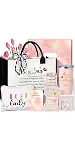 Boss Lady Gifts for Women, Bosses Day Gifts for Women, Best Boss Christmas Gift with Canvas Tote Bag, Funny Cool Box for Bosses Female, Office Leader Appreciation Gift for Birthday Boss's Day
