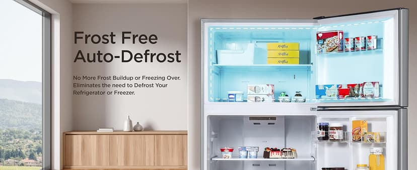 BLACK+DECKER 18.1 Cu. Ft. Top Mount Refrigerator with Ice Maker, 2-Door Refrigerator with Top Freezer, Freezer with Icemaker and Adjustable Temperature Control, ENERGY STAR, BR1810HIMS, Stainless Look
