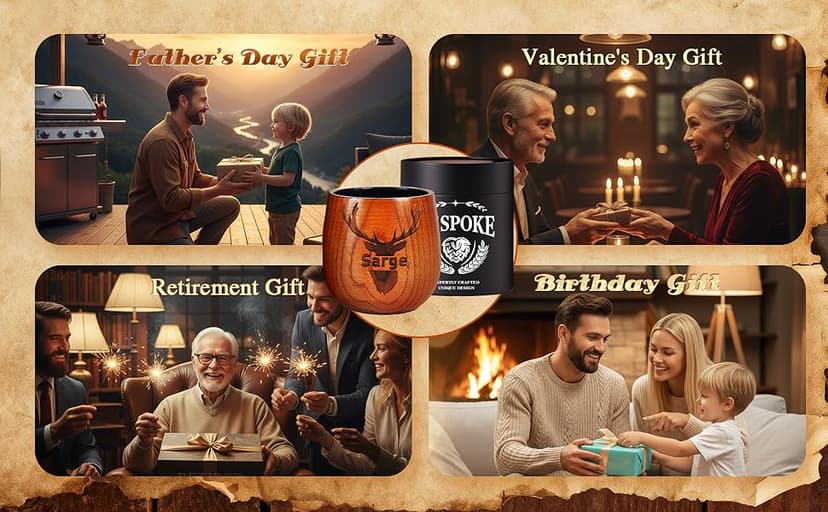 Personalized Wooden Whiskey Glasses, Custom Engraved Charred Bourbon Gifts for Men Who Have Everything, Drinking Glass, Personalized Birthday Christmas Gifts for Men Dad Husband Brother Boss