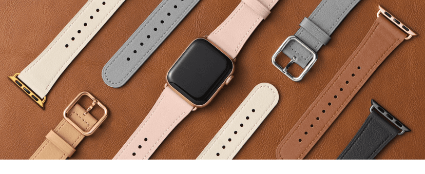 MNBVCXZ Leather Bands Compatible with Apple Watch Band Women, Womens Genuine Replacement Strap for iWatch Series 11 10 9 8 7 6 5 4 3 2 1 SE 3 SE 2 SE (42mm 41mm 40mm 38mm, Pink Sand/Rose Gold)