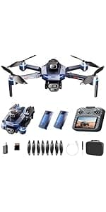 FPV Drone with Camera and VR Glasses, Brushless Motor Optical Flow Cool LED Lights Drones Dual Camera Switch RC Quadcopter 2 Batteries VR Drones for Beginners Adults X226 Drone