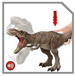 Mattel Jurassic World T. rex Dinosaur Toy with Sound & Movement, All-Out Attack Tyrannosaurus Rex Action Figure with Rampage Attack, Plus Digital Play