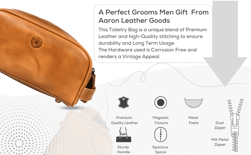 10" Premium Leather Toiletry Travel Pouch With Waterproof Lining | King-Size Handcrafted Vintage Dopp - Kit By Aaron Leather Goods (Dark Brown)