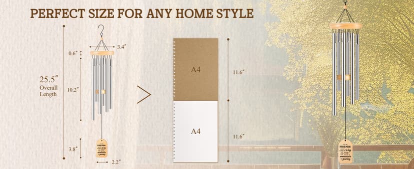 Gifts for Grandma, Grandma Birthday Gifts, Grandma Wind Chimes, Best Christmas Mothers Day Thanksgiving Present for Grandmother, Nana, Granny, 25.5 inches, Silver