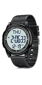 Beeasy Digital Watch Waterproof with Stopwatch Alarm Countdown Dual Time, Ultra-Thin Super Wide-Angle Display Digital Wrist Watches for Men Women