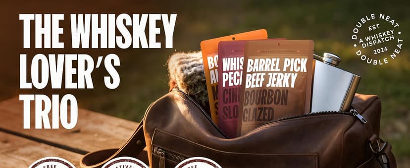 Double Neat Bourbon Flavored Snacks Variety Pack | Snacks Gifts for Men | Bourbon Glazed Beef Jerky, Cinnamon Whiskey Pecans, Almonds | Gift for Whiskey Lovers Men | 10oz, 3 Pack B0GGHN7KTL