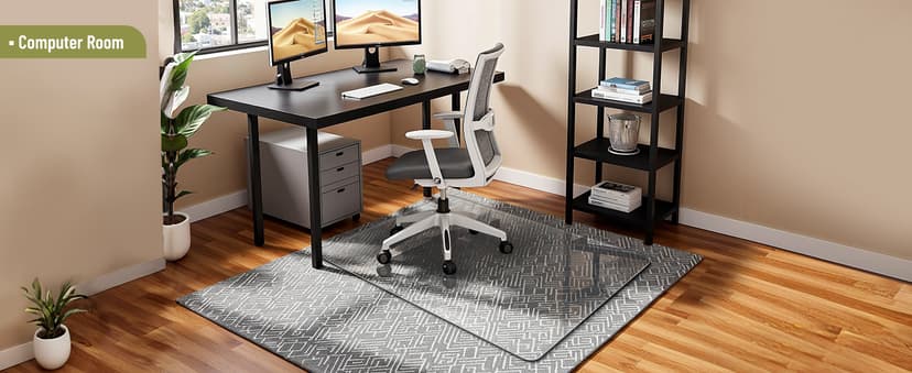 Office Chair Mat for Carpet & Hardwood, Upgraded 36" x 48" Dual Use Tempered Glass Chair Mat for Chair and Footrest Under Desk