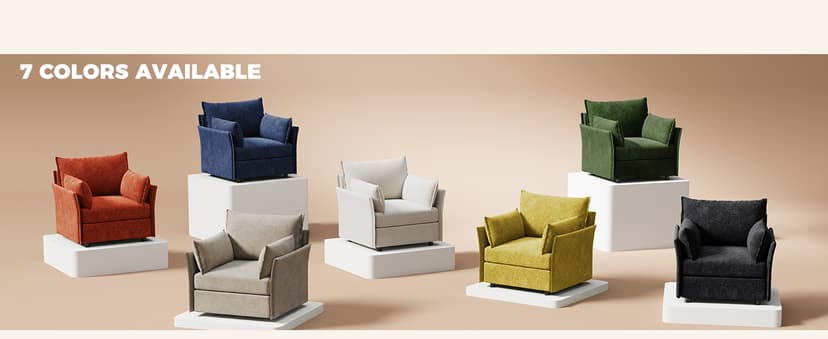 ABCASA Black Oversized Accent Chair with Removable & Washable Chenille Cover, Modern Mid-Century Upholstered Armchair, Deep Seat Comfy Reading Chair for Living Room, Pet & Kid Friendly