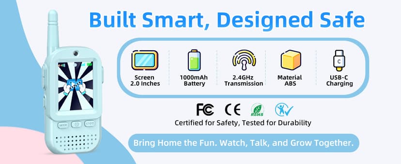 For Age 3-12 Year Old Boys Girls, HD Camera & Voice Changer, 2'' Screen, Outdoor Play Camping Hiking Family Games Video Walkie Talkies for Kids 2 Pack – Rechargeable Intercom Toys B0FZH1HXMB